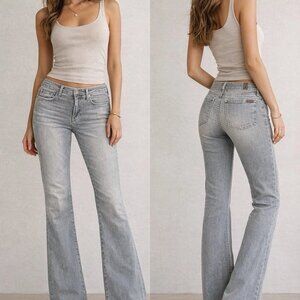 7 For All Mankind Jeans Womens 30 Dojo Flare Gray Stretch Mid Rise